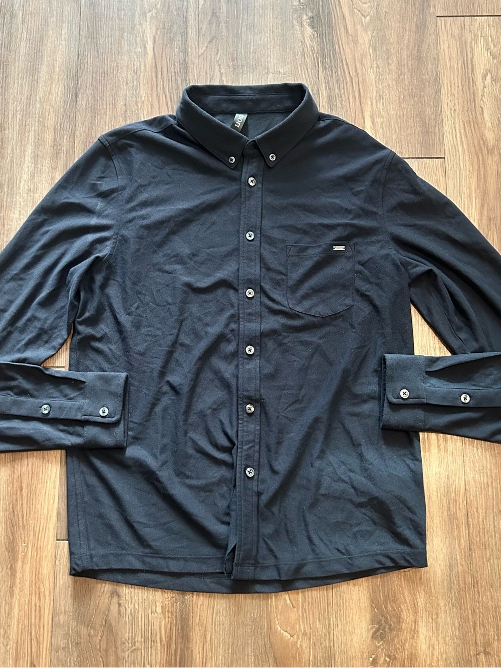 Vuori Long Sleeve Polo Shirt Black Performance Stretch Men S